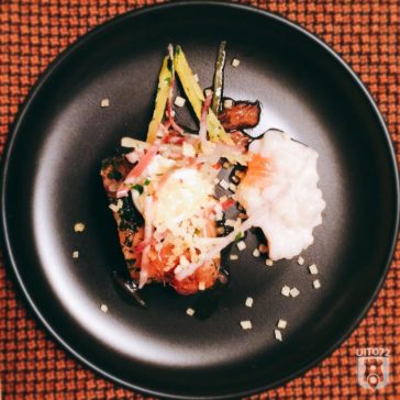 Wijnspijs: Langzaam gegaarde en gerookte zalm @ Rue de la Plume