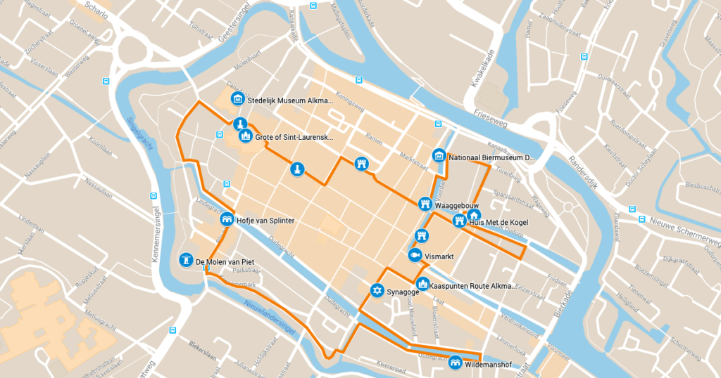 Kaasroute Alkmaar: kaart