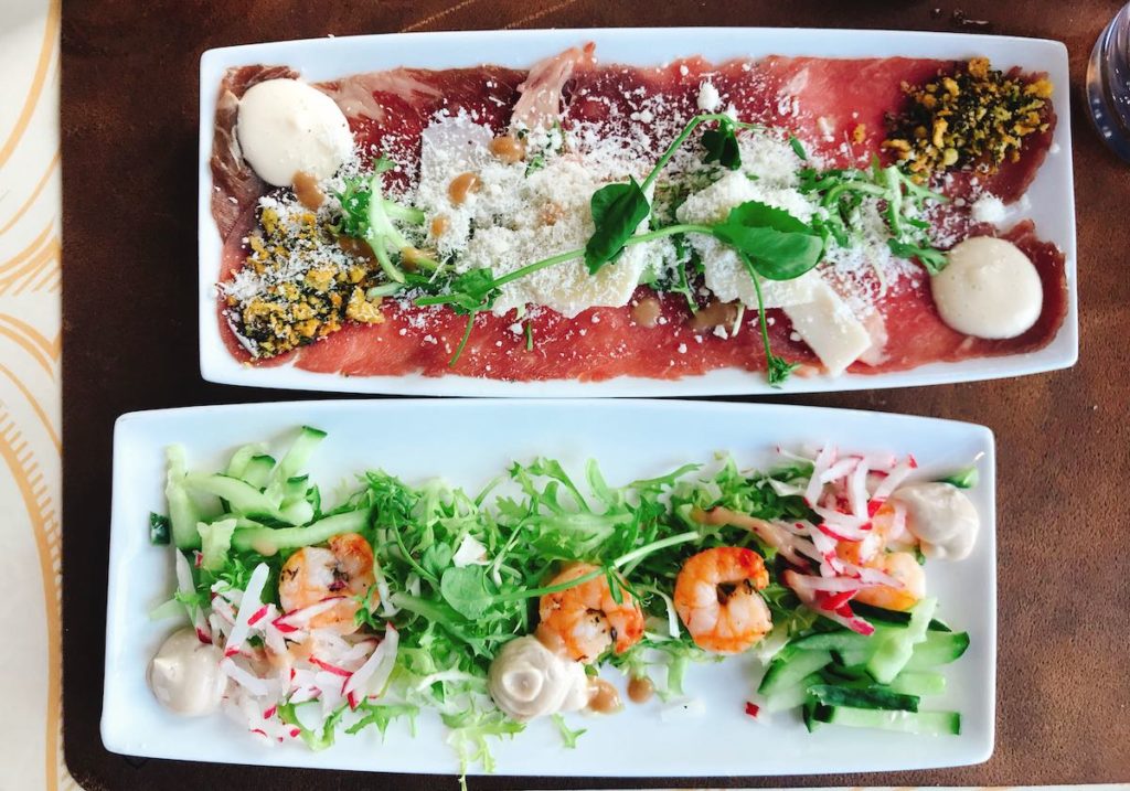 Dinner Train: carpaccio en tiger shrimps