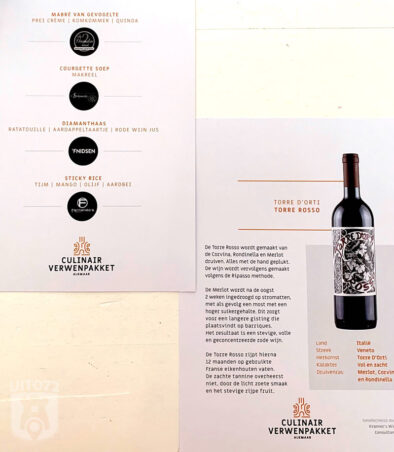 Culinair Verwenpakket: menu + wijnkaart