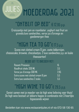 Julie's Moederdagmenu 2021