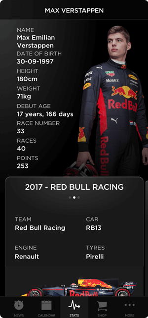 Max Verstappen App: Stats