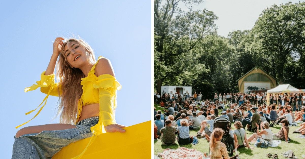 Yori Swart pakt een boom op het duurzame Podium onder de Boom Festival